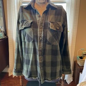 Men's Green Plaid Shirt Jacket